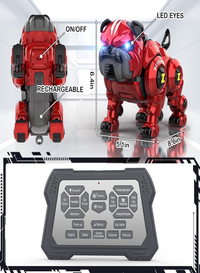 SKYBUCKET 2 Batteries Robot Dog for Kids, Remote Control Robot Rechargeable Programing Stunt Robo Dog with Sing, Dance, Touch Function, Robotic Dog Toy for Boys Ages 5 6 7 8 9 10+ Birthday Gifts, Red - Image 3